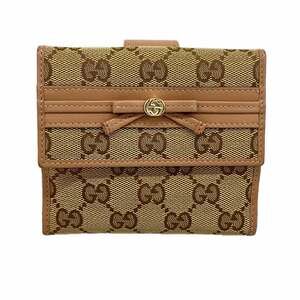 Gucci Interlocking G Canvas Wallet 256997, Beige, Brown, Pink Champagne, Women's